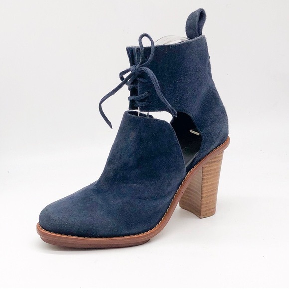 Strummer Shoes - Strummer Blue Suede Lace Ankle Booties